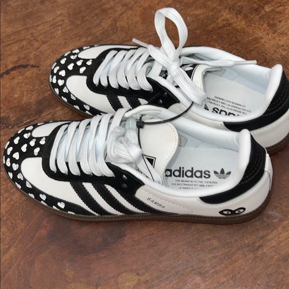 adidas Valentine’s Samba Black and White Heart Sneakers - Picture 9 of 12